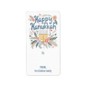 Hanukkah FLorals Handgezeichnet CUSTOM TO From Gif Adressaufkleber (Vorne)