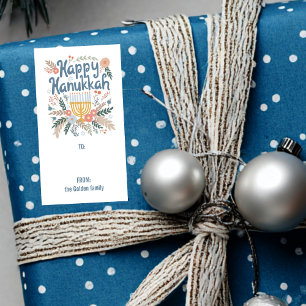 Hanukkah FLorals Handgezeichnet CUSTOM TO From Gif Adressaufkleber