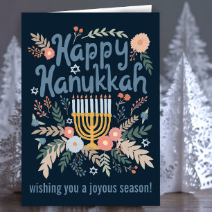 Hanukkah FLorals Handgezeichnet Kunst CUSTOM Feiertagskarte