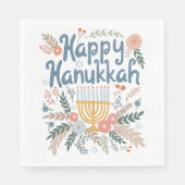 Hanukkah FLorals Handgezeichnet Kunst CUSTOM Serviette (Vorderseite)