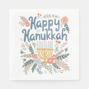 Hanukkah FLorals Handgezeichnet Kunst CUSTOM Serviette