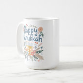 Hanukkah FLorals Handgezeichnet Kunst Kaffeetasse (Vorderseite Links)