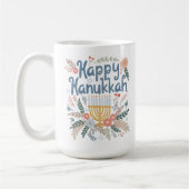 Hanukkah FLorals Handgezeichnet Kunst Kaffeetasse (Links)