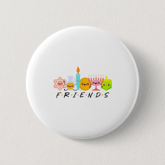 Hanukkah Friends Menorah Traditional Jewish Dreide Button (Vorderseite)