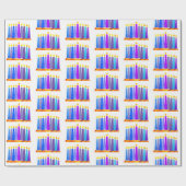 Hanukkah Fun Künstlerisch Blue Boho Muster Kerzen  Geschenkpapier (Flach)
