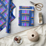 Hanukkah Fun Künstlerisch Blue Boho Muster Kerzen  Geschenkpapier<br><div class="desc">Eine spielerische, moderne, künstlerische Illustration von funky, spielerisch, boho Musterkerzen in einer Menorah hilft Ihnen den Urlaub in Hanukka zu beginnen. Die blauen Kerzen mit farbenfrohen Imitat-Folienmustern überlagern einen reichen, tiefblauen Hintergrund. Genießen Sie die Wärme und Freude der Ferienzeit, wenn Sie dieses atemberaubende, farbenfrohe Hanukkah Packpapier verwenden. Passende Karten, Umschläge,...</div>