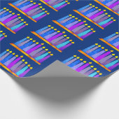 Hanukkah Fun Künstlerisch Blue Boho Muster Kerzen  Geschenkpapier (Ecke)