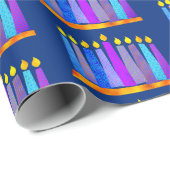 Hanukkah Fun Künstlerisch Blue Boho Muster Kerzen  Geschenkpapier (Rolleneckpunkt)
