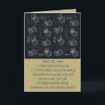 Hanukkah Funny Dreidel Gold und Blau Feiertagskarte<br><div class="desc">Humore "Dreidel" Hanukkah/Chanukah, Grußkarte. Genießen Sie eine weitere lustige "Definieren Sie dies" Grußkarte. Diese lustige "Dreidel" Ferienkarte ist genau das Richtige für alle Ihre Freunde und Familie in diesem Jahr. Designelemente können wie immer bearbeitet werden: verschoben, verändert, gedreht usw. Die Hintergrundfarbe kann geändert werden. Personalisieren Sie den Text, indem Sie...</div>