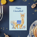 Hanukkah Funny Llama Llamakkah Chrismukkka Feiertagskarte<br><div class="desc">Dieses Design kann in dem Bereich personalisiert werden, der durch das Ändern des Fotos und/oder Textes zur Verfügung gestellt wird. Oder Sie können es anpassen, indem Sie den Mausklick auswählen, um weitere Optionen anzupassen, um die Farbe des Hintergrunds zu löschen oder zu ändern, Text hinzuzufügen, die Textfarbe oder den Stil...</div>
