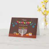 Hanukkah für Secret Pal mit Menorah und Sternen Karte (Gelbe Blume)