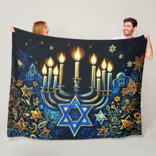 Hanukkah Geschenk Menorah Pastel Zeichnend Fleecedecke