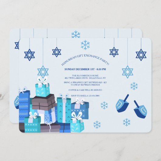 Hanukkah Geschenkbörse Party Einladung (Vorne/Hinten)