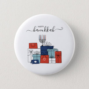 Hanukkah Geschenke & Menorah Holiday Pinback Schal Button