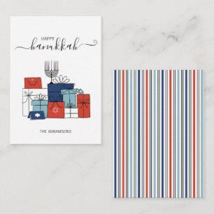 Hanukkah Geschenke & Menorah Urlaub Mini-Karte Mitteilungskarte