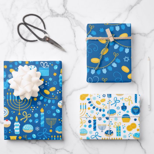 Hanukkah Geschenkpapier Set (Vorderseite)