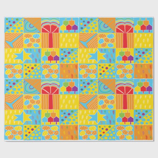 Hanukkah Gift Wrap "Hanukkah Squares 2" Geschenkpapier (Flach)