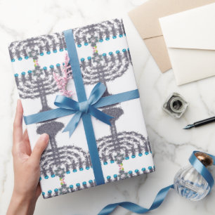 Hanukkah glam menorah hanukkiah geschenkpapier