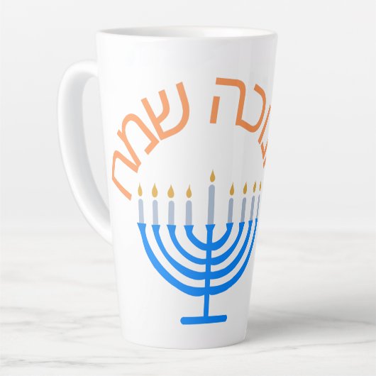 hanukkah, glücklicher hanukkah, menorah, chanukah, milchtasse (Linke Ecke)