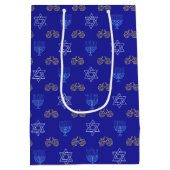 Hanukkah Gold Dreidel Star von David Menorah Blue Mittlere Geschenktüte (Rückseite)