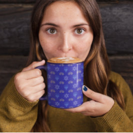 Hanukkah Gold Dreidel Star von David Menorah Blue Tasse