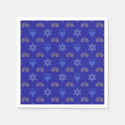 Hanukkah Gold Dreidel Star von David Menorah Serviette (Vorderseite)