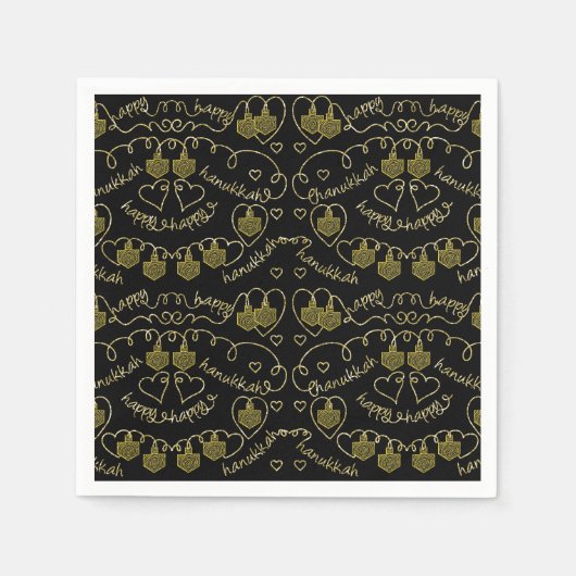 Hanukkah Gold Dreidels Serviette (Vorderseite)