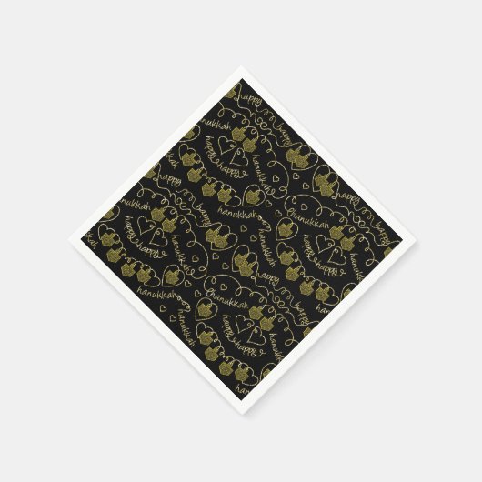 Hanukkah Gold Dreidels Serviette (Ecke)