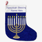 Hanukkah Gold Menorah Elegant Chrismukkah Großer Weihnachtsstrumpf (Vorderseite)
