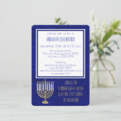 Hanukkah Gold Menorah Hanukah Sameach Dinner Einladung (Stehend Vorderseite)