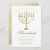 Hanukkah Gold Menorah Star der David Celebration Einladung (Vorne/Hinten)