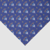 Hanukkah Gold Star von David Menorah White Blue Seidenpapier (Ausschnitt)