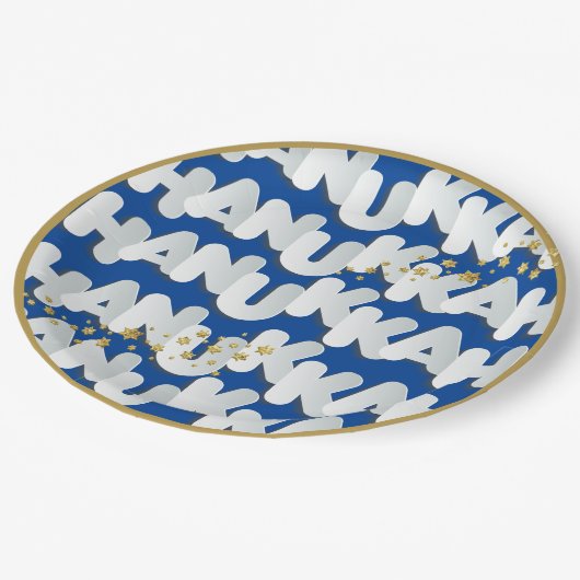 Hanukkah Gold Stars Paper Plate Pappteller (Schrägansicht)