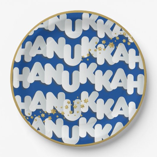 Hanukkah Gold Stars Paper Plate Pappteller (Vorderseite)