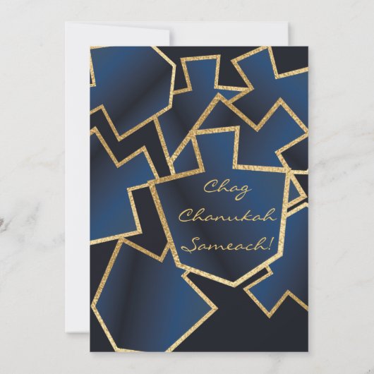 Hanukkah Golden Dreidels Navy Blue Einladung (Rückseite)