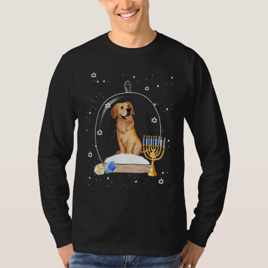 Hanukkah Golden Retriever Dog Snow Globe Pajama T-Shirt (Vorderseite)
