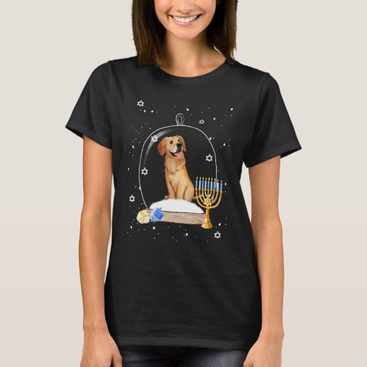 Hanukkah Golden Retriever Dog Snow Globe Pajama T-Shirt (Vorderseite)