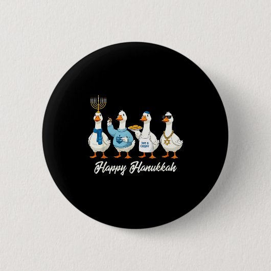 Hanukkah Goose Happy Hanukkah Menorah Dreidel Jewi Button (Vorderseite)