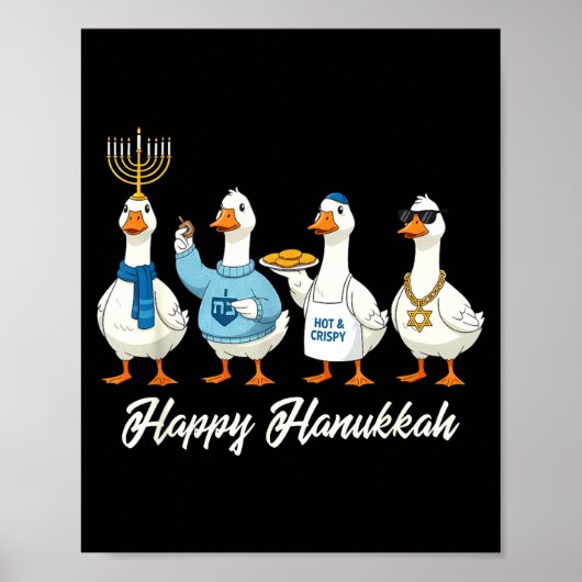 Hanukkah Goose Happy Hanukkah Menorah Dreidel Jewi Poster (Vorne)