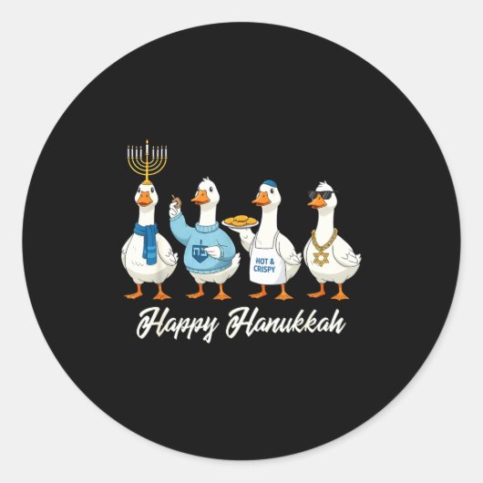 Hanukkah Goose Happy Hanukkah Menorah Dreidel Jewi Runder Aufkleber (Vorderseite)