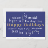 Hanukkah Greetings Holiday Blue Feiertagskarte (Vorderseite)