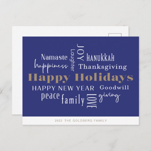 Hanukkah Greetings Holiday Royal Blue Postkarte (Vorne/Hinten)