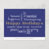 Hanukkah Greetings Holiday Royal Blue Postkarte (Vorderseite)