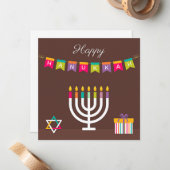 Hanukkah Greetings Mitteilungskarte (Vorderseite/Rückseite Beispiel)