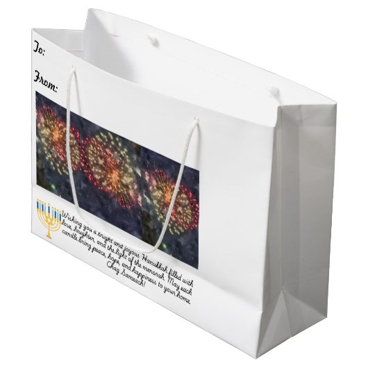 Hanukkah Große Geschenktüte (Vorderseite Schrägansicht)