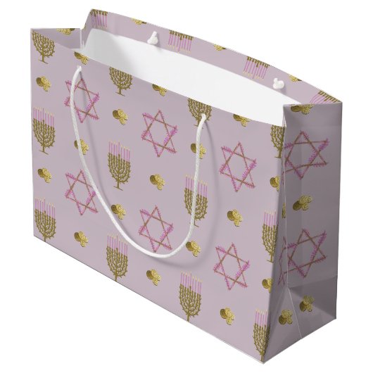 Hanukkah Große Geschenktüte (Rückseite Schrägansicht)