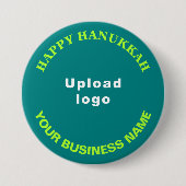 Hanukkah Gruß auf Aquamarine grüne Runde Button (Vorderseite)