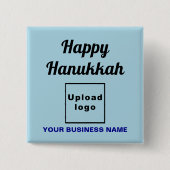 Hanukkah Gruß auf dem hellblauen Platz Button (Vorderseite)