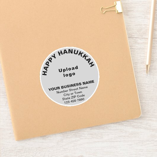 Hanukkah Gruß auf Gray Round Vinyl Aufkleber (Notizbuch)