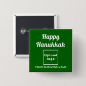 Hanukkah Gruß auf grünem Platz Button (Vorne & Hinten)
